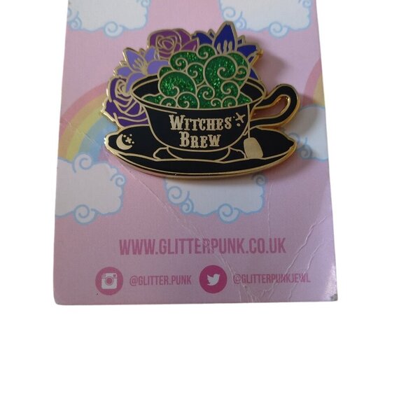 Glitter Punk Witches Brew Multicolored Pin Halloween Enamel NEW - Picture 3 of 4